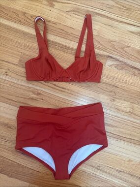 Urban Outfitters Rust Red High-Waist Bikini Set